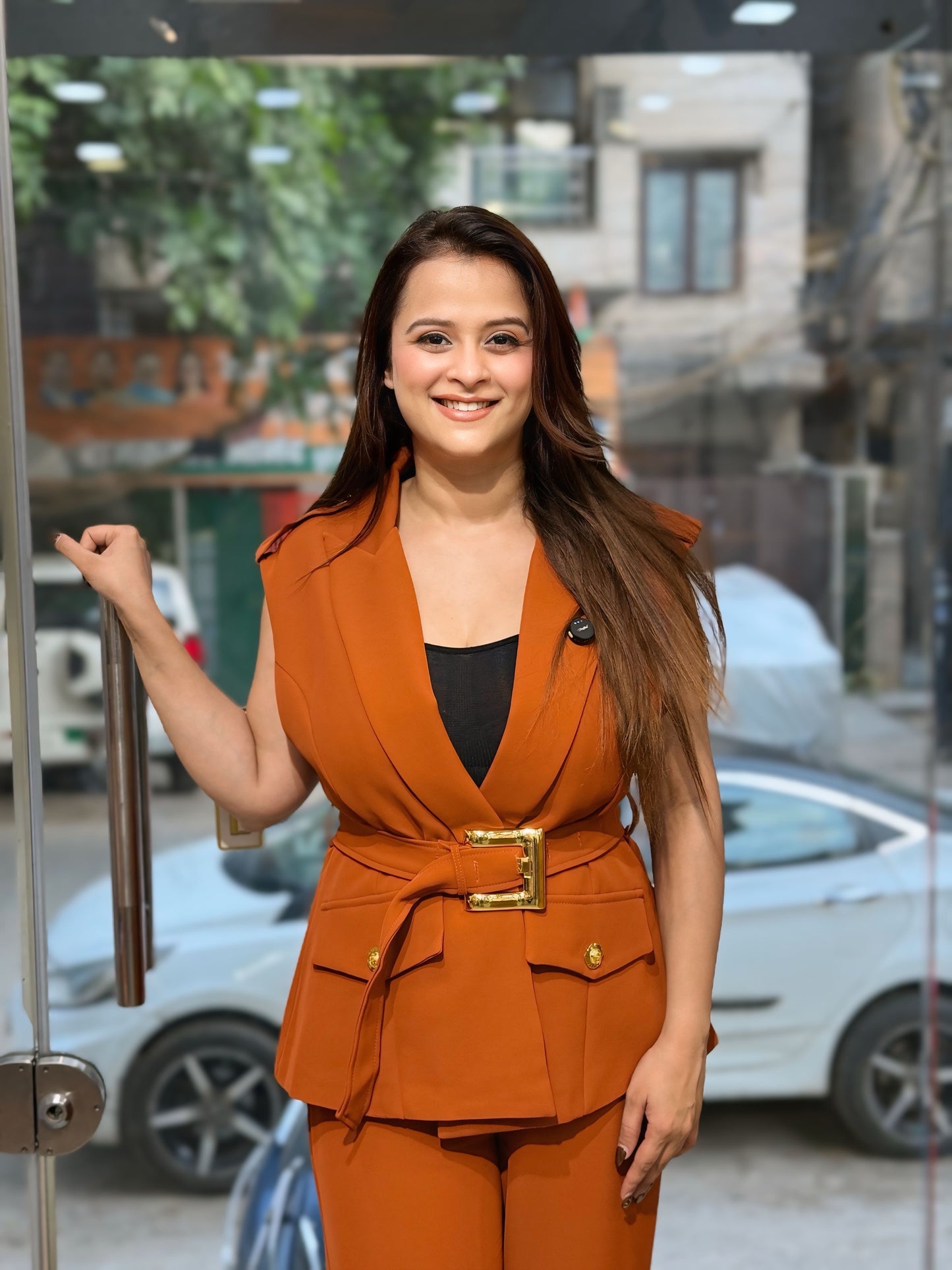Beautiful Cut Sleeves Co-Ord Set With Belt PO18