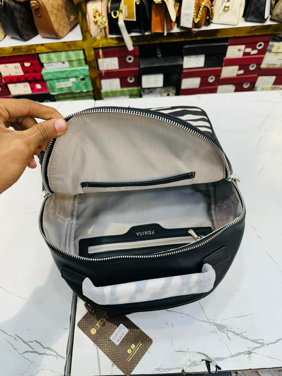 Black Zebra-Print Backpack