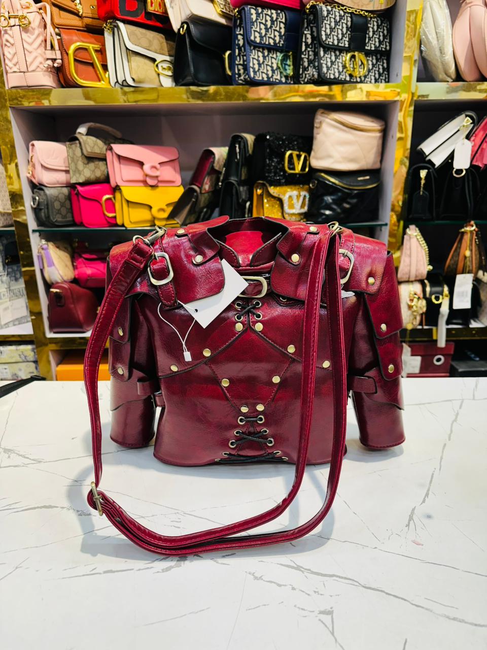 Red Gothic Studded Handbag