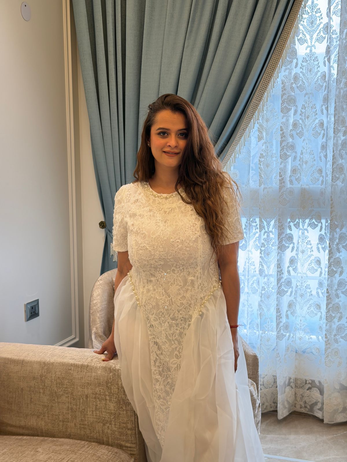 Stunning Party Wear Dress With Pearl Work PO09