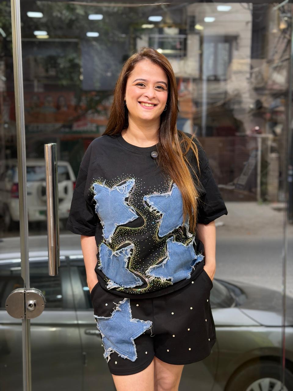 Beautiful Short With Top With Star and stone Work PO05