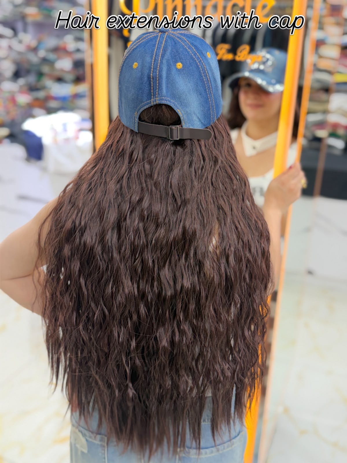 Beautiful Cap With Hair With Crown Design PO56