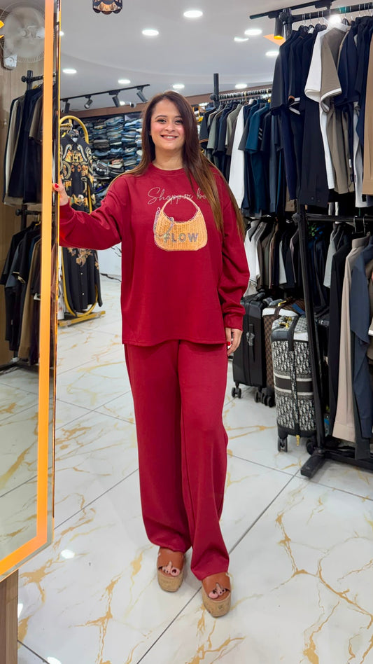 Elegant full-sleeve colored co-ord set PO70