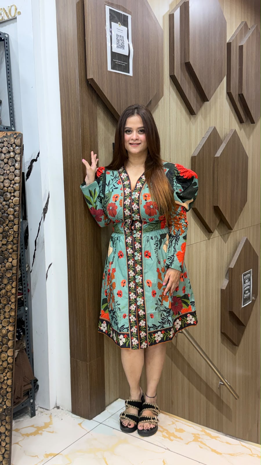 Beautiful Beauty Bouquet Floral Print Cotton Shift Dress PO88