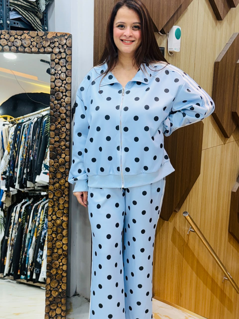 Elegant Polka Dot Tracksuit Set PO116