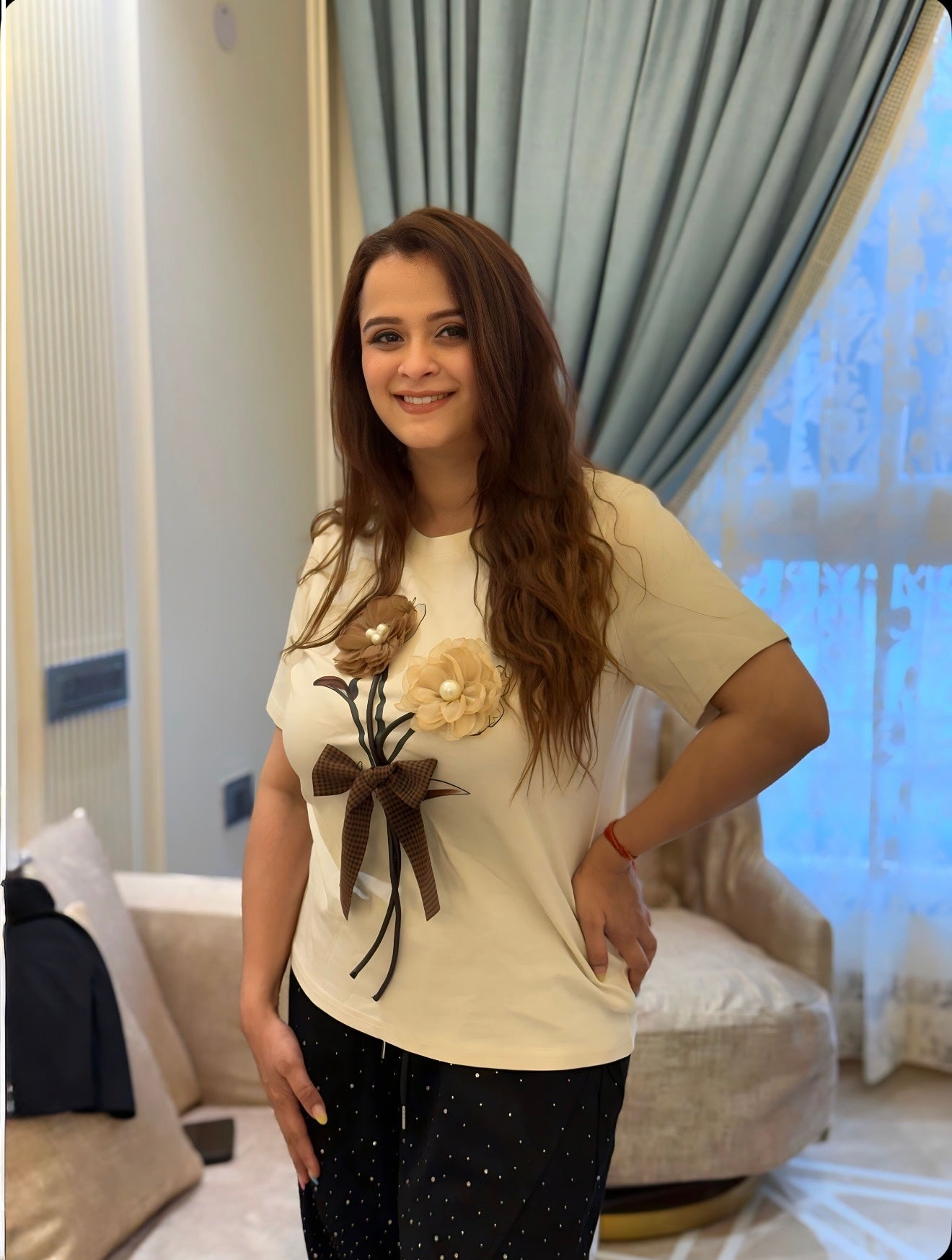 T-shirt with flower detail