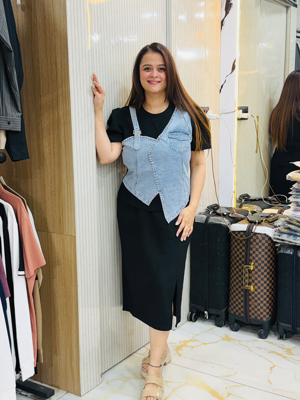 Elegant Denim Skirt Set PO104