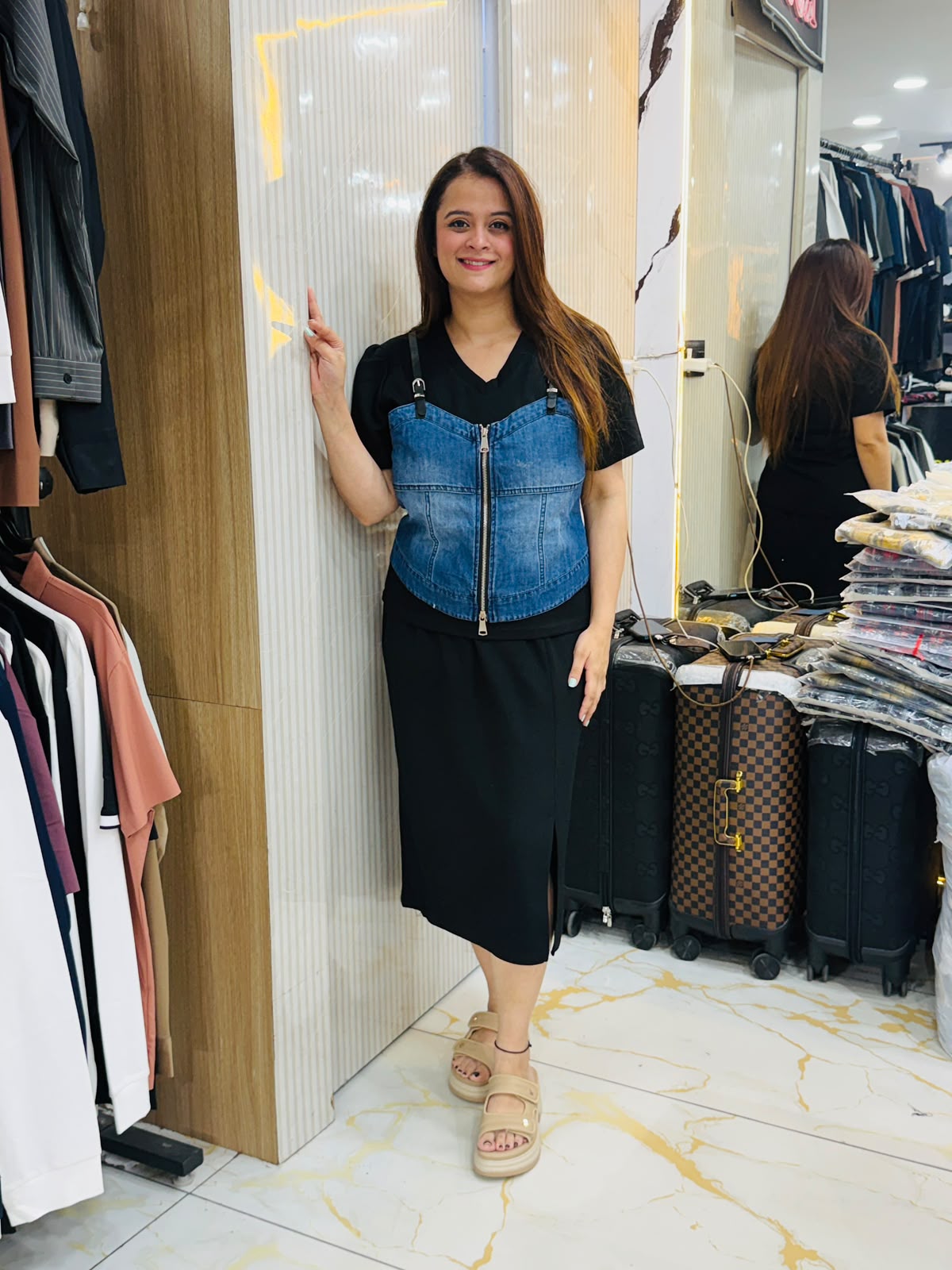 Elegant Denim Skirt Set PO104