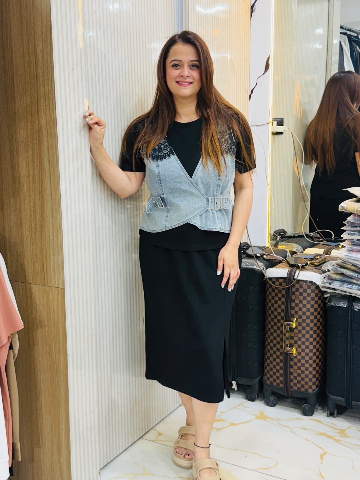 Elegant Denim Skirt Set PO104