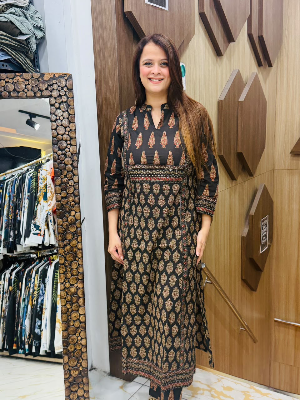 Elegant Ajrakh Block Printed Pant Suit Set PO113