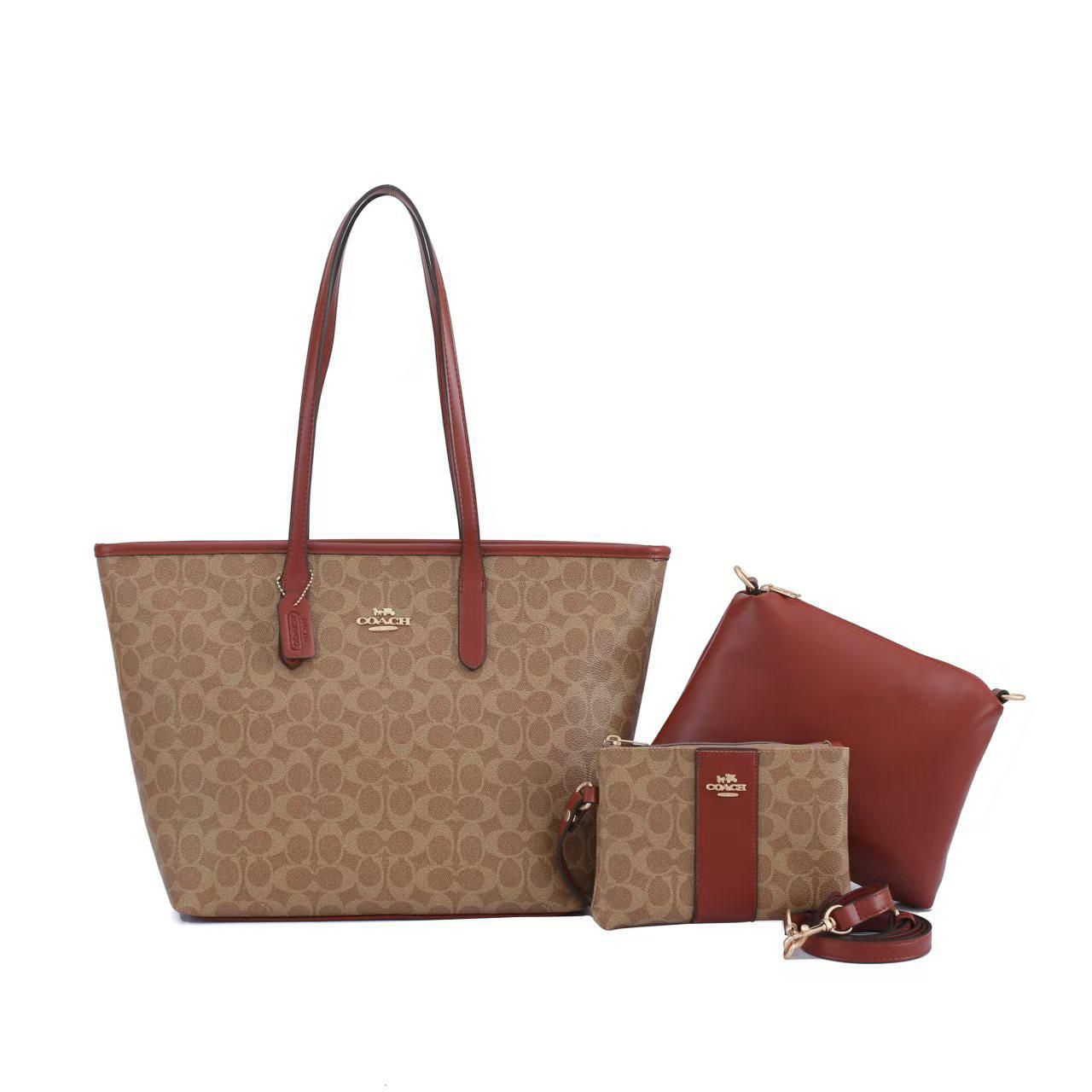 Coach Signature Black 3-in-1 Tote, Crossbody & Wristlet Set PO23