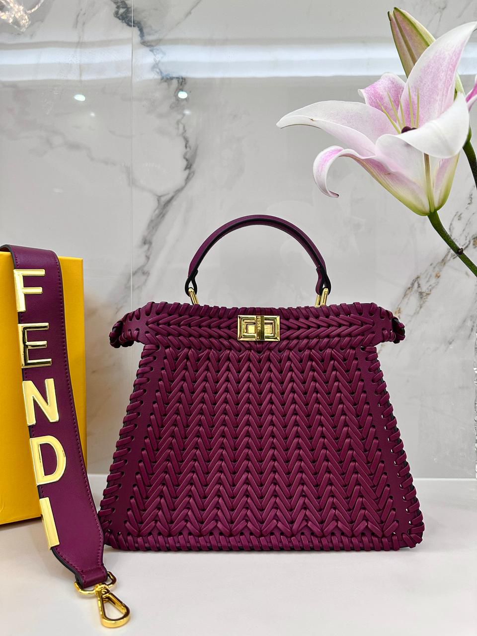 Fendi Woven Textured Luxury Designer Bag PO25