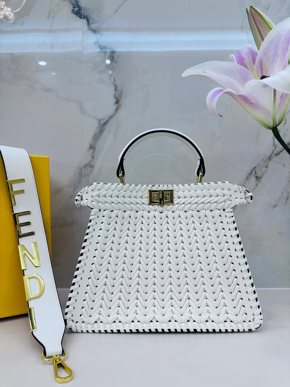 Fendi Woven Textured Luxury Designer Bag PO25