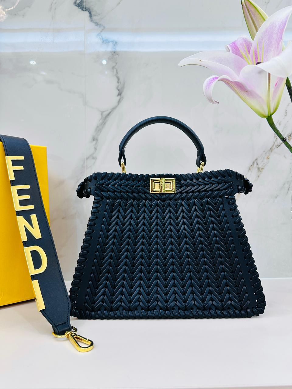 Fendi Woven Textured Luxury Designer Bag PO25