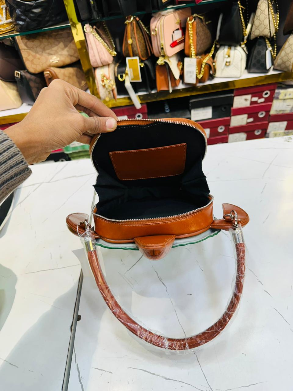 Elegant Turtle-Shaped Brown Handbag