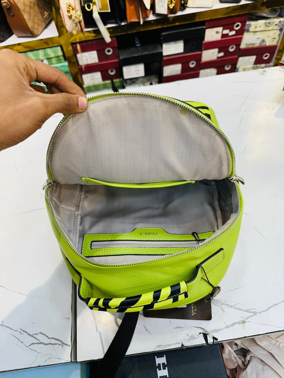 Olive Zebra-Print Backpack