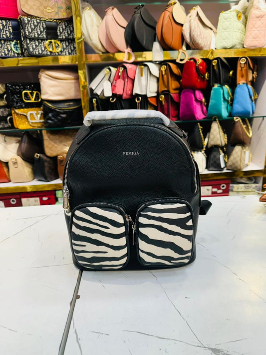Black Zebra-Print Backpack
