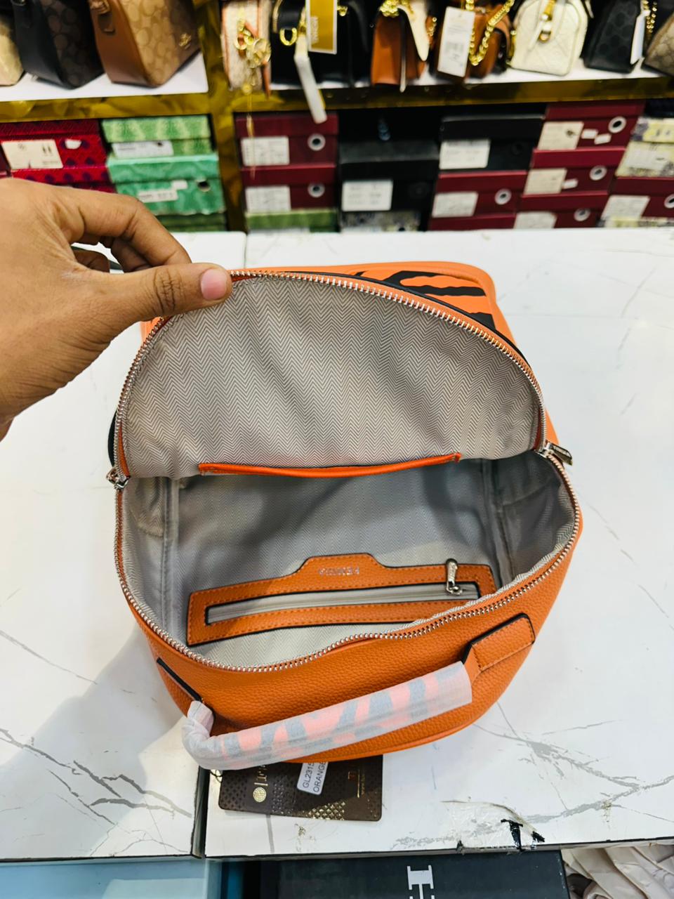 Orange Zebra-Print Backpack