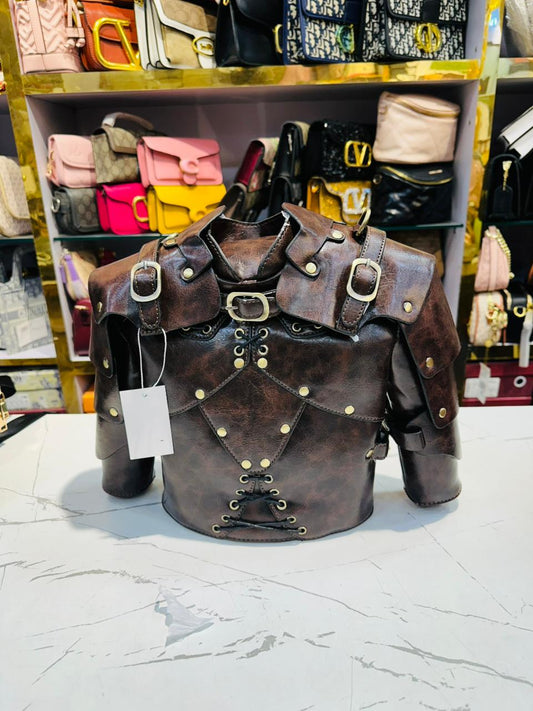 Brown Gothic Studded Handbag