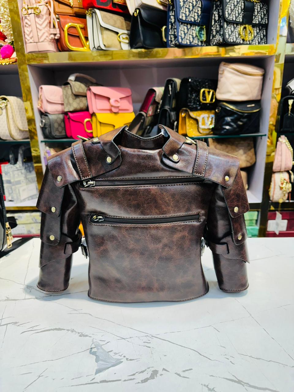 Brown Gothic Studded Handbag