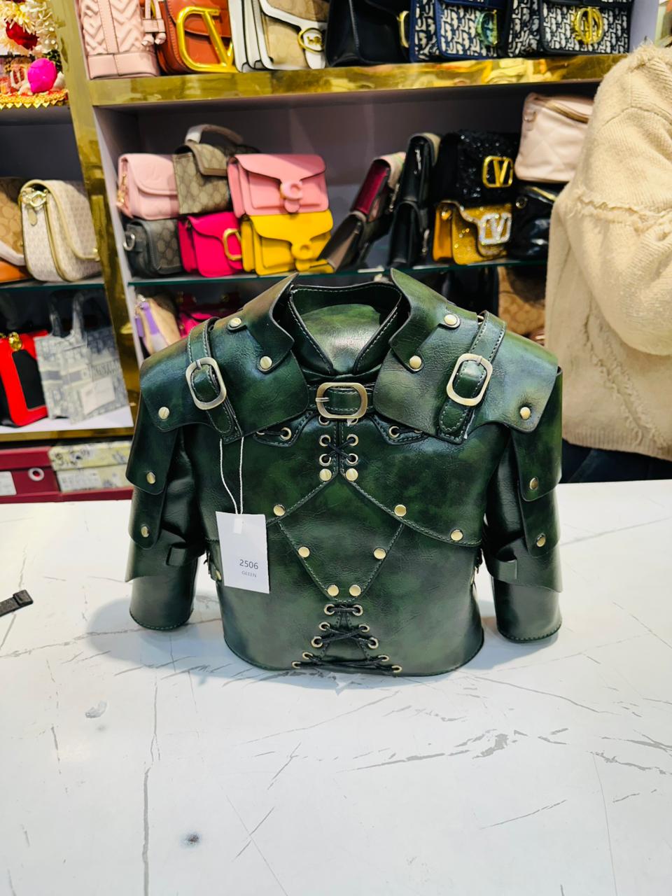 Green Gothic Studded Handbag