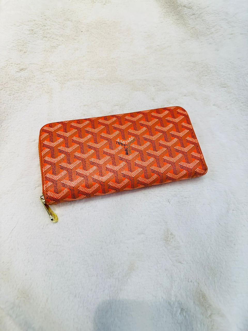 Stylish Orange Designer Zip Around Wallet