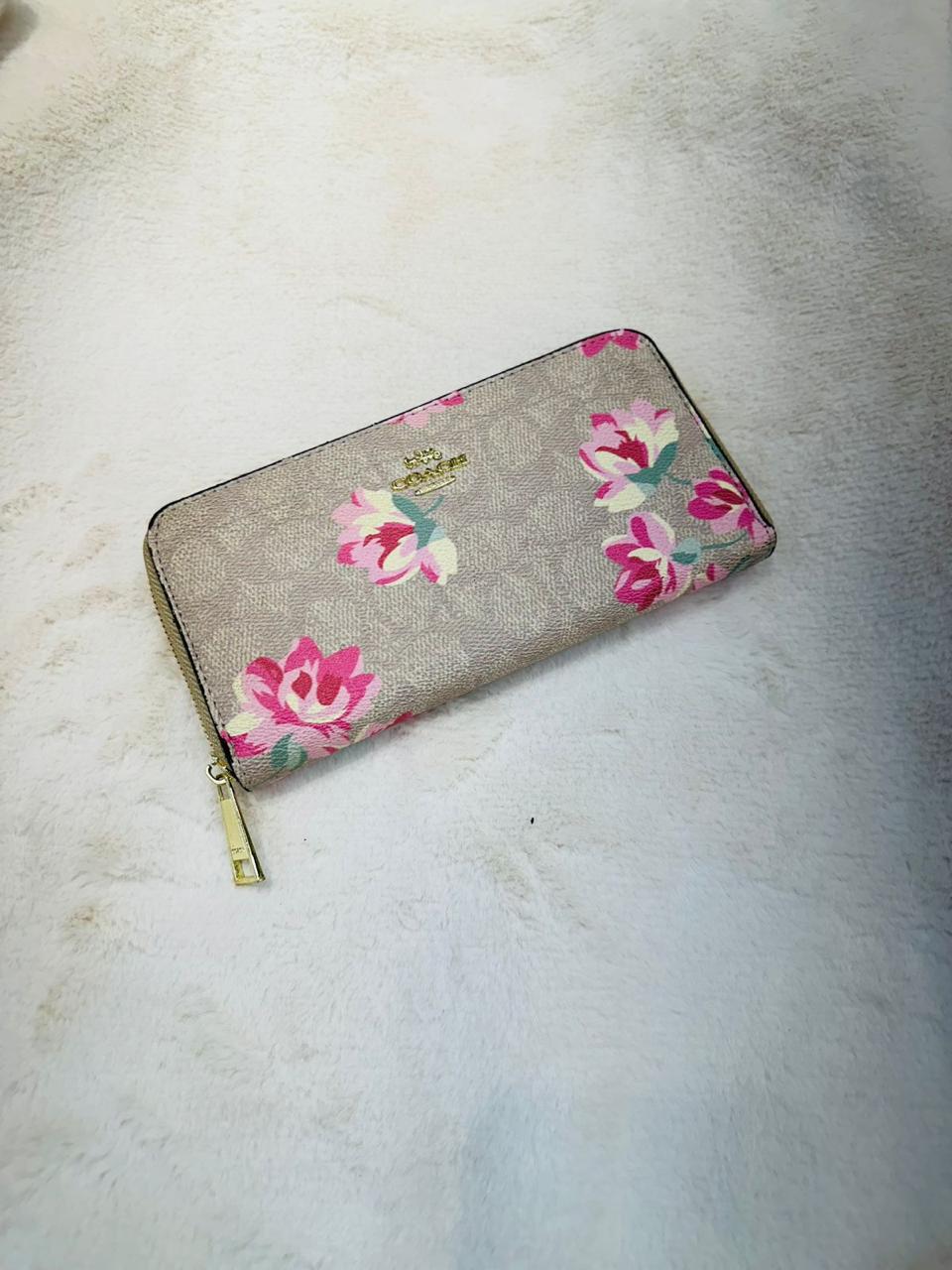 Beautiful Coach Wallet With Flower Design