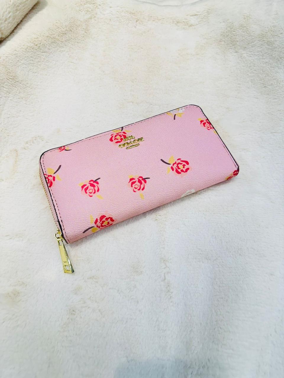 Beautiful Coach Wallet With Rose Design