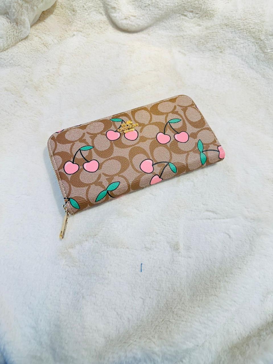 Coach Cherry Print Zip Wallet