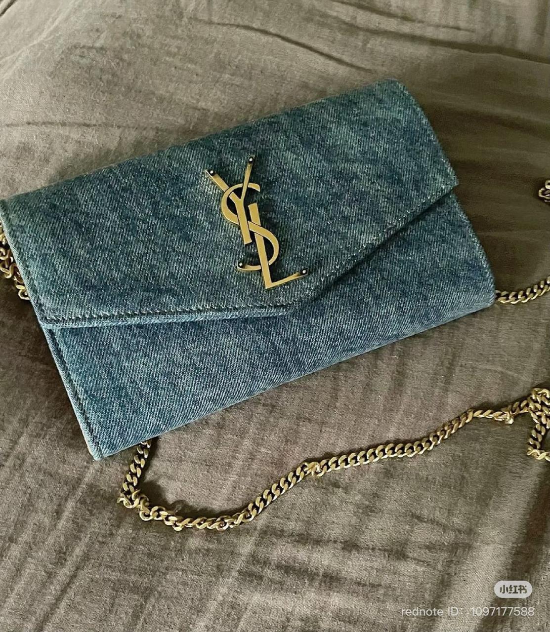 YSL Envelope in Denim Blue