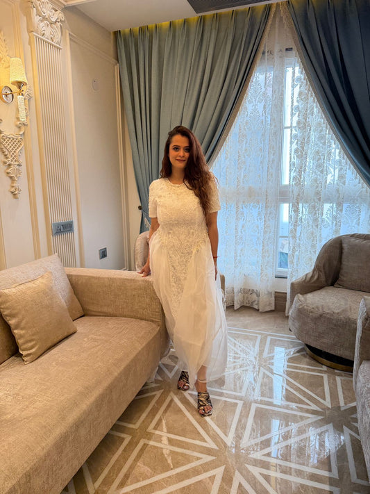 Stunning Party Wear Dress With Pearl Work PO09