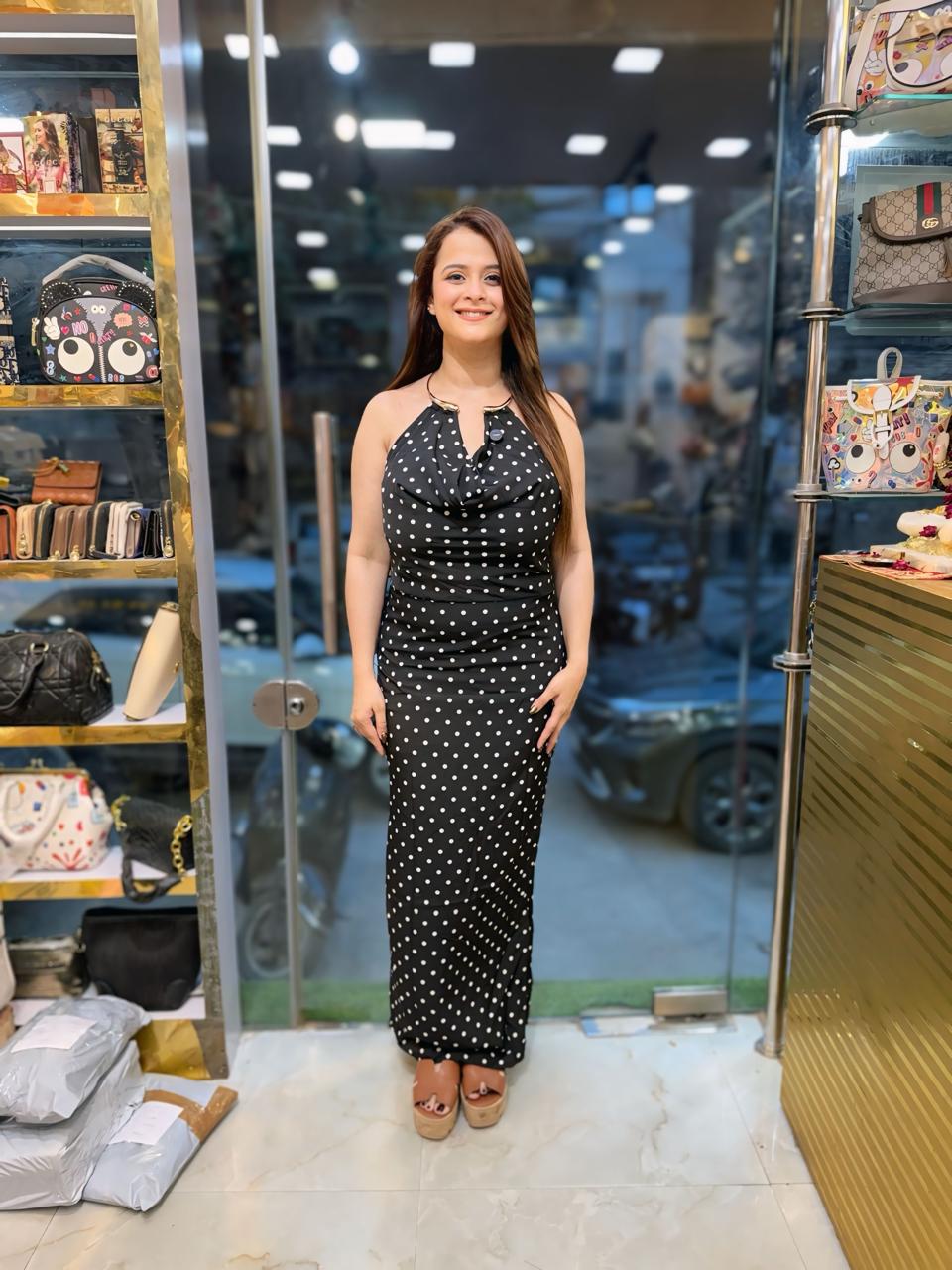 Stunning Polka Halter Neck Dress PO07
