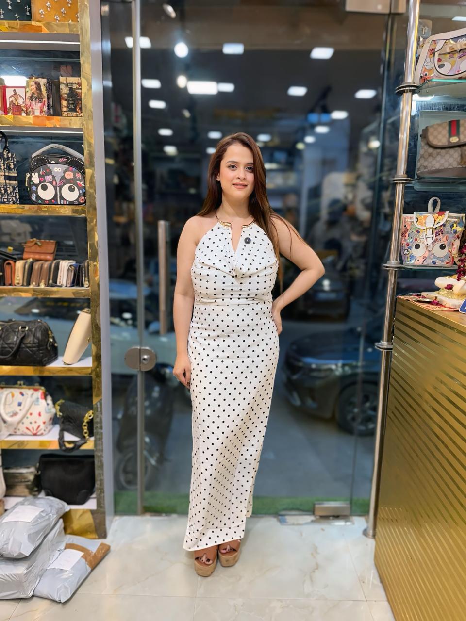 Stunning Polka Halter Neck Dress PO07