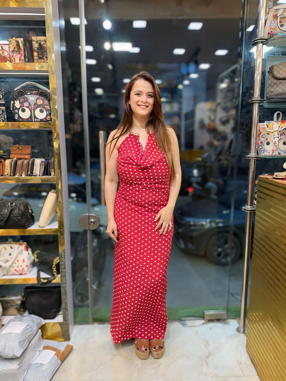 Stunning Polka Halter Neck Dress PO07