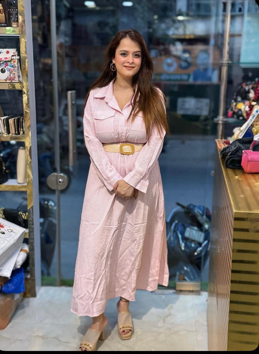 Beautiful Long Dress With Belt PO03