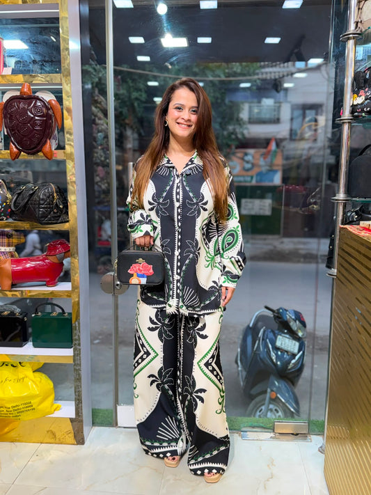 Beautiful black and white printed co-ord set PO25