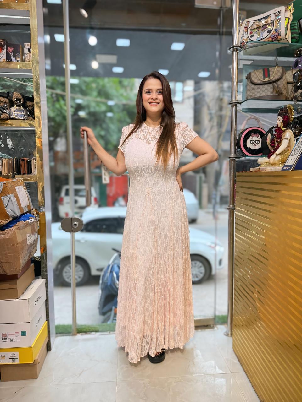 Beautiful Party Wear Dress With Net Work PO42