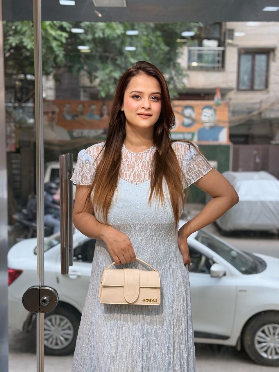 Beautiful Party Wear Dress With Net Work PO42