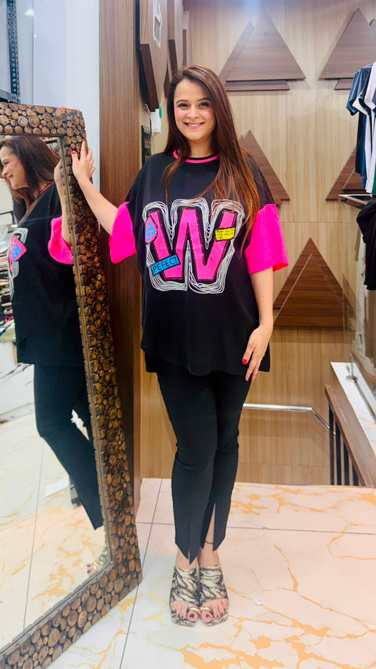 Elegant Oversized black t-shirt PO65