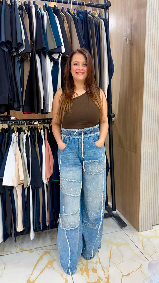 Elegant baggy, light-wash denim jeans PO69