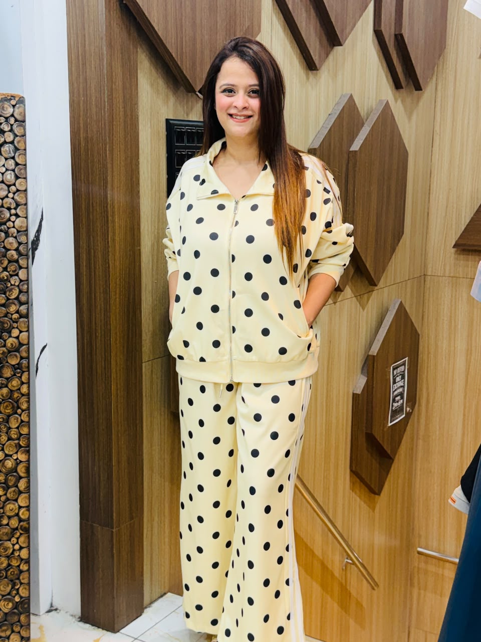 Elegant Polka Dot Tracksuit Set PO116