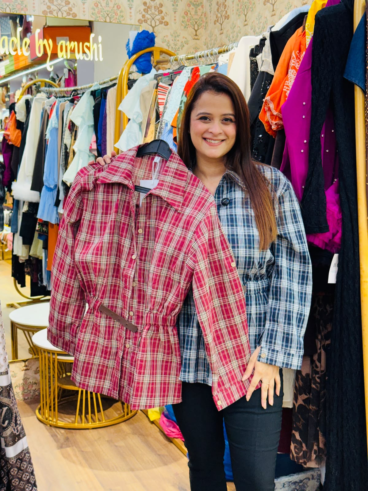 Elegant plaid button-down shirt PO188