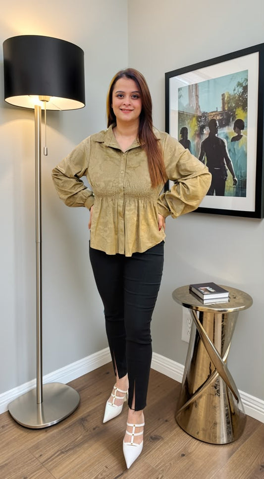 Elegant textured button-down stretchable shirt PO199