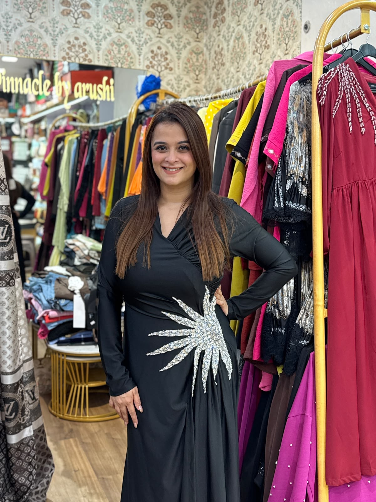 Elegant long-sleeve maxi party dress PO205