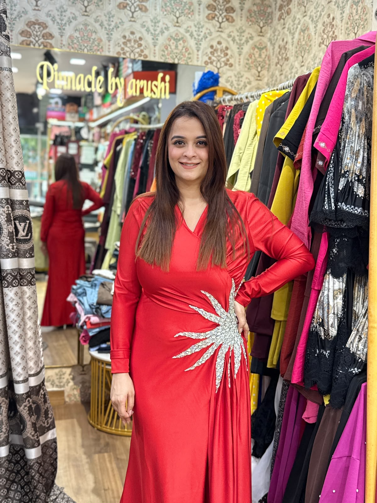 Elegant long-sleeve maxi party dress PO205