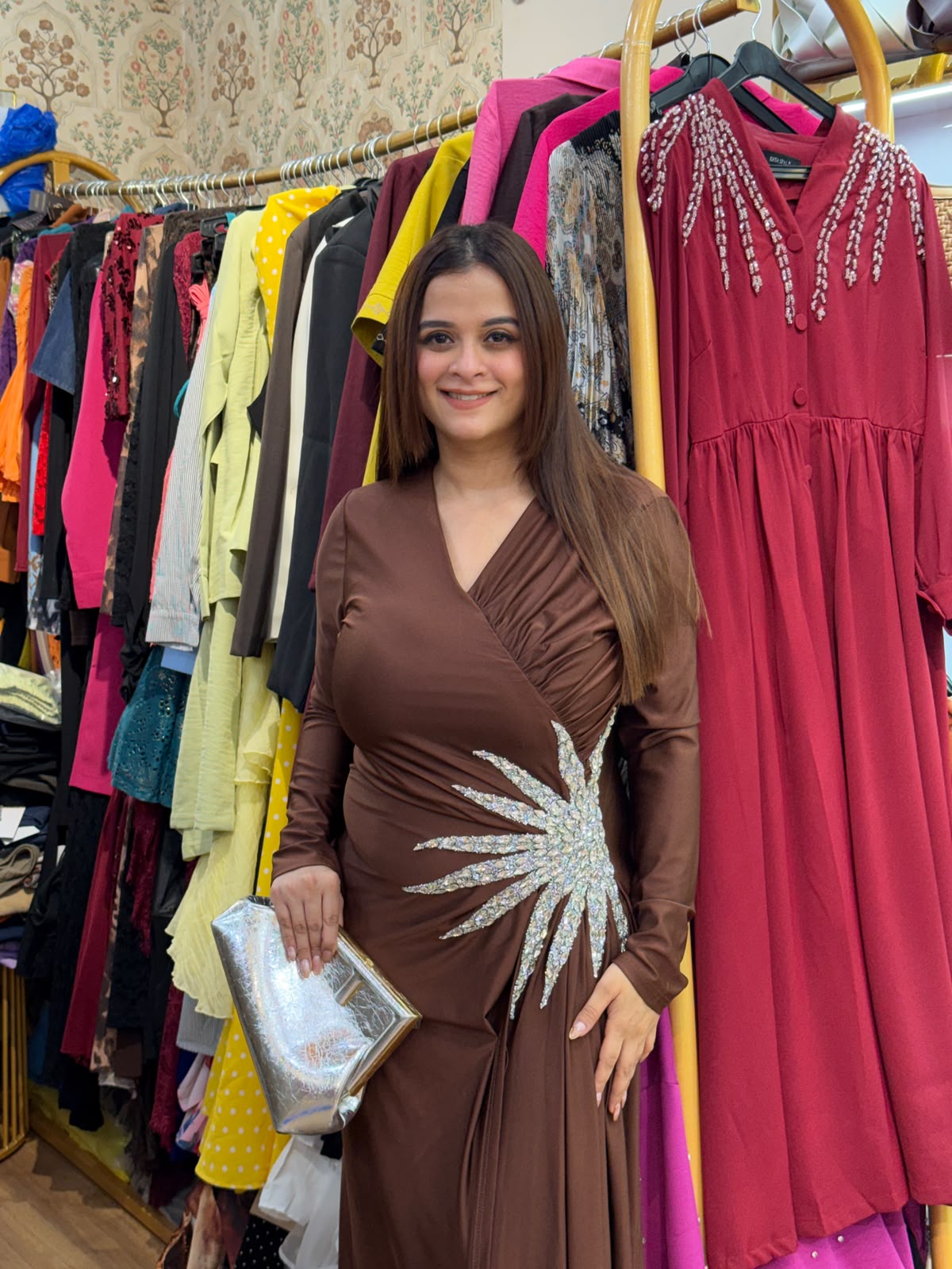 Elegant long-sleeve maxi party dress PO205