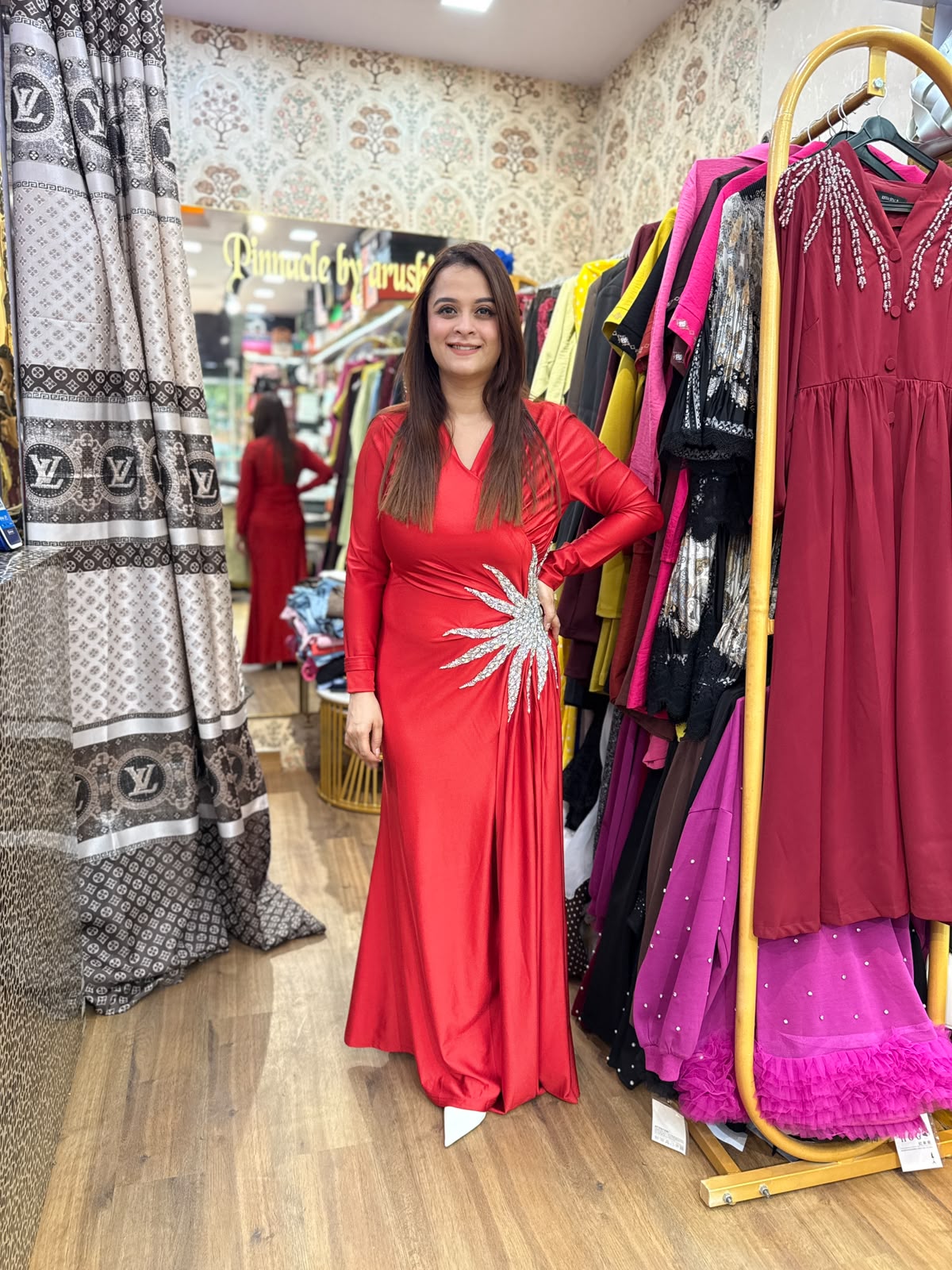 Elegant long-sleeve maxi party dress PO205