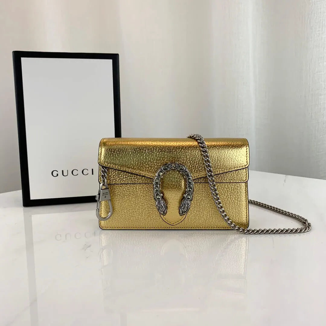 Gucci White Lthr Shldr Bag New Auth PO03