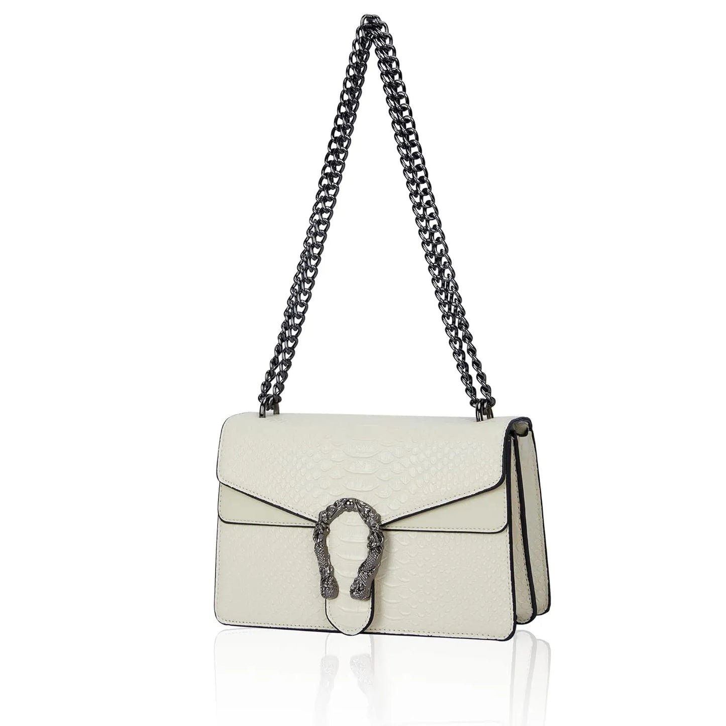 Gucci White Lthr Shldr Bag New Auth PO03