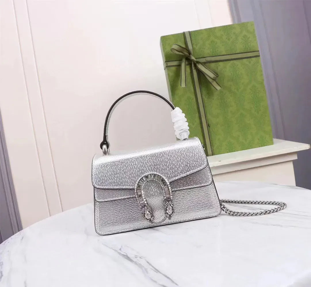 Gucci White Lthr Shldr Bag New Auth PO03
